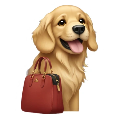 Golden retriever holding prada bag  sticker