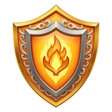 White gold shield with flame sticker