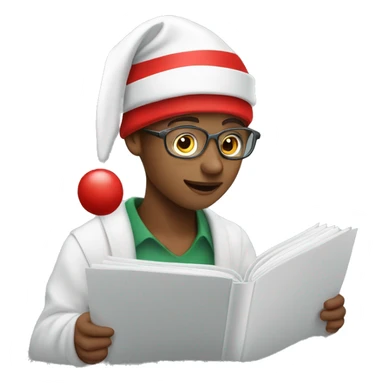 Blind student studying in santa hat sticker