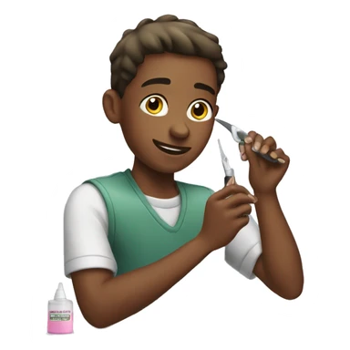 Boy doing manicure  sticker