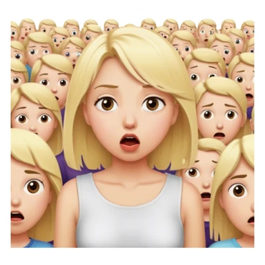 blonde girl in a crowd eyes shocked but mouth shut sticker