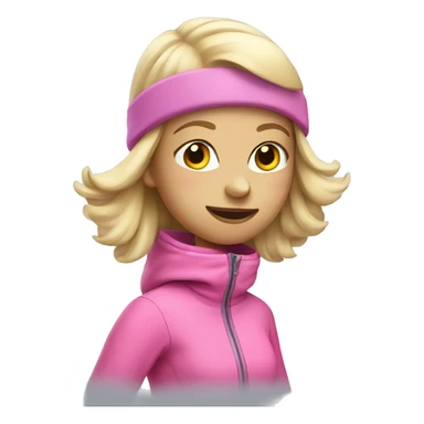 Blonde girl skiing in pink clothes sticker