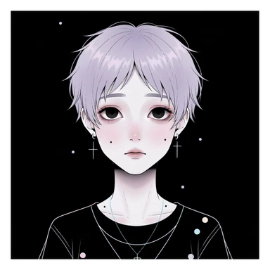 pastel horror profile picture, cute, expressive, minimal, black color palette, variation 1 sticker