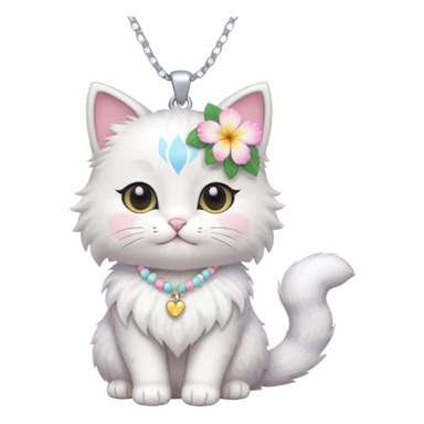 A cute chibi cat with hawaiian pastel flower necklace, posing proudly. sticker