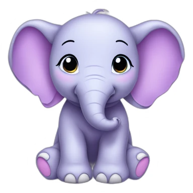 Lilac cute baby elephant sticker