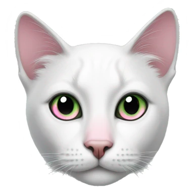 White and black cat with pink nose and green eyes sticker