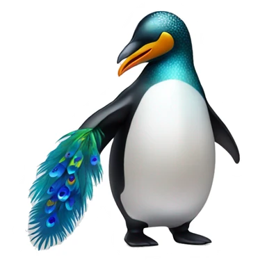 pinguin with peacock tail sticker