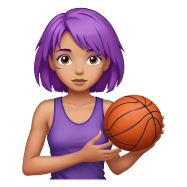 баскетбольный мяч в руках у голой девушки с фиолетовыми волосами sticker