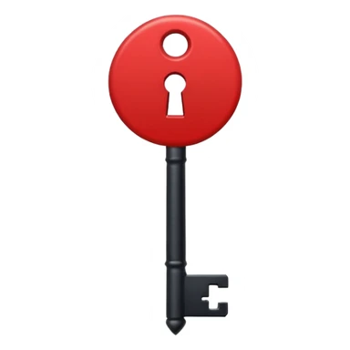 iOS sticker, dark key, black metal, red hole, minimal sticker