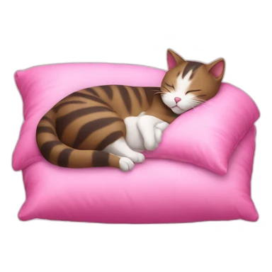 cat sleeping on a pink pillow sticker