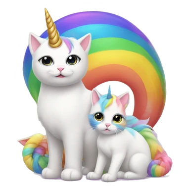 Rainbow cat with unicorn and babies sticker