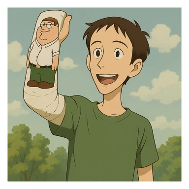 Make the boy skinny with a relatively long face, keep the cast and Peter Griffin drawing sticker