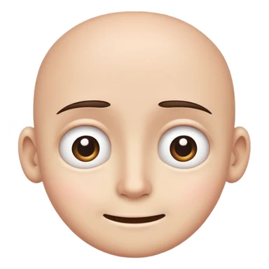 Big sad eyes with no eyebroes and  a smile  sticker