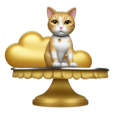 cat secretary sitting on top of the gold cloud sticker