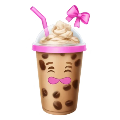 Iced coffee with a pink bow sticker
