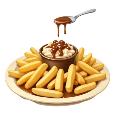 poutine in a white plate sticker
