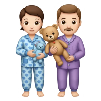 ma and pa kettle wearing pajamas and holding teddy bears sticker