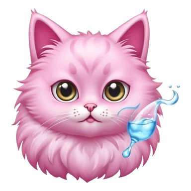 Pink flying cat eating water sticker
