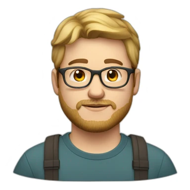 chubby white male 25 years old straight dark blond hair glasses and little beard and light mustache sticker
