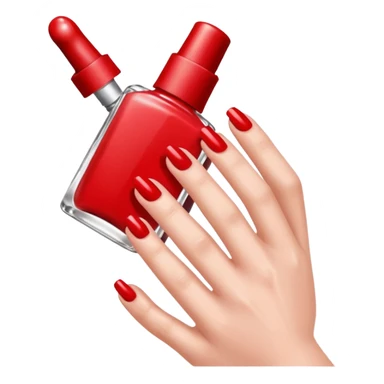 hand with painted nails and nail polish bottle sticker