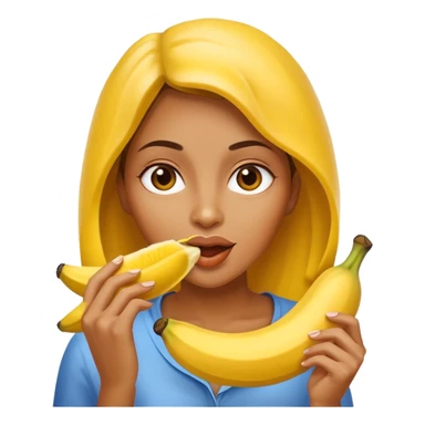 Woman eating a banana sticker