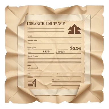 A beige colored piece of draft paper with finance/insurance-related simple graphics written on it sticker