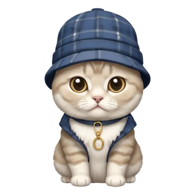 Rengi gri beyaz olan Cinsi scottish fold olan rapci kedi sticker