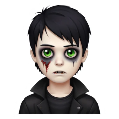 boy zombie with black hair emo sticker