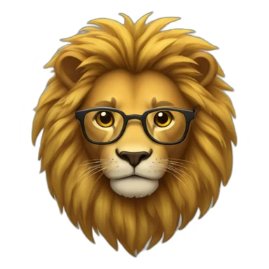 Lion with yellow fur brown mane and glasses sticker