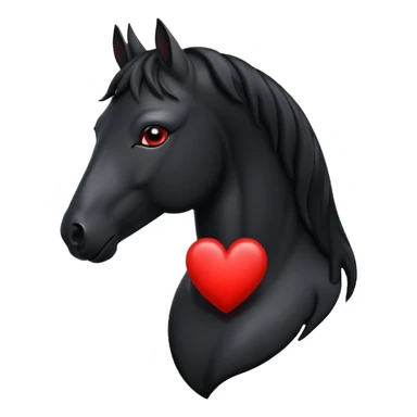Black Horse centered within a red heart emoji sticker