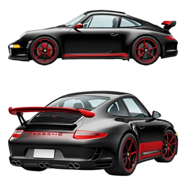Black Porsche 911 with red details sticker