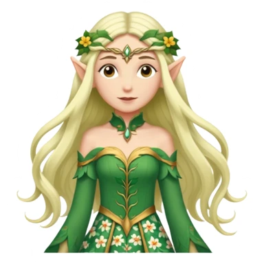 elf wearing flower pattern dress, Half Body. sticker