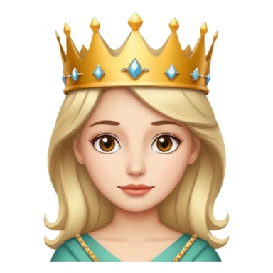 Give me an emoji of a women wearing neutral makeup with a crown. She is looking very smug sticker
