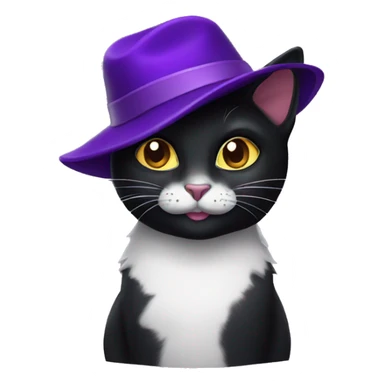 Black cat with purple hat sticker