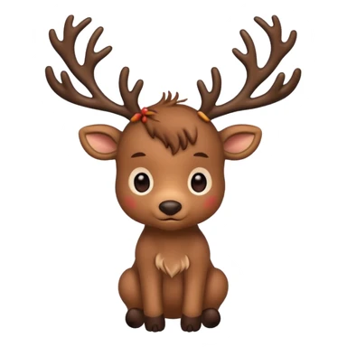 reindeer baby  cute, full body , branches stuck in head sticker