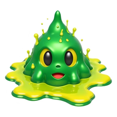 3D render of Green Ooze Puddle, toxic waste aesthetic, neon green bubbling liquid, caution yellow metal, industrial warning texture, . sticker