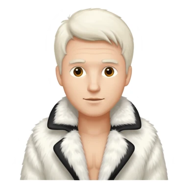 luxary white fur coat man sticker