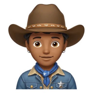 cute Black cowboy portrait, head and shoulders only, cowboy hat, bandana, western jacket collar, confident smile, 3D cartoon, mobile game icon style, clean background, no text, no watermark sticker