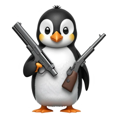 Penguin with gun sticker