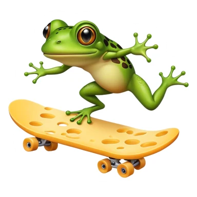 Frog skateboarding a mountain of cheese sticker