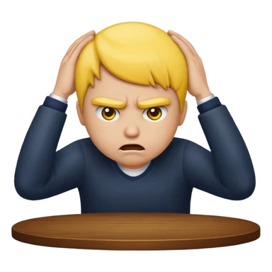 round yellow face repeatedly hitting head on a desk, annoyed emoji sticker