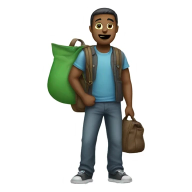 man standing with a bag carried on one shoulder  sticker