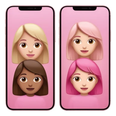pink video call between 2 people on different phone sticker