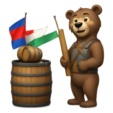 Russian bear holding a barrel of oilrussian bear sticker