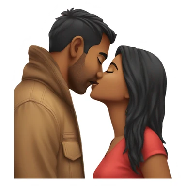 short Indian girlfriend kissing her american boyfriend sticker