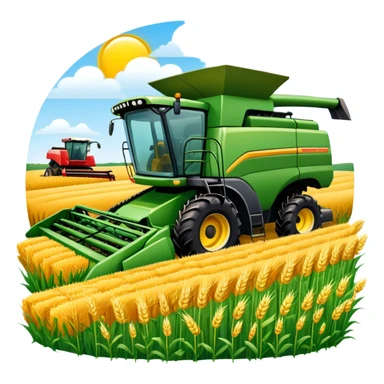 An icon featuring a wheat field, a combine harvester, fertilizer formulas, and plant cells, symbolizing agronomy. The design includes farming tools and crops, representing agricultural science, crop production, and plant biology. Transparent background highlights sustainable farming and growth. sticker