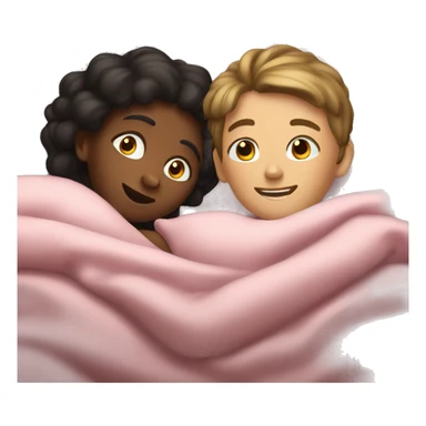 girl and boy lying on bed together sticker