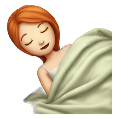 pretty redhead girl sleeping with a pillow and blanket sticker
