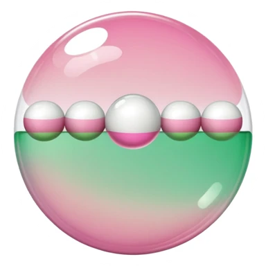 Aesthetic Bubble Tee with a pink-to-white and white-to-green match gradient, brown balls and a brown tube sticker