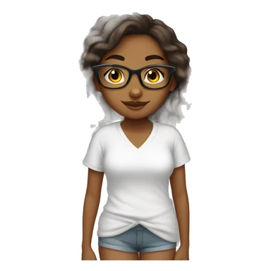brown girl whit glasses after shower sticker
